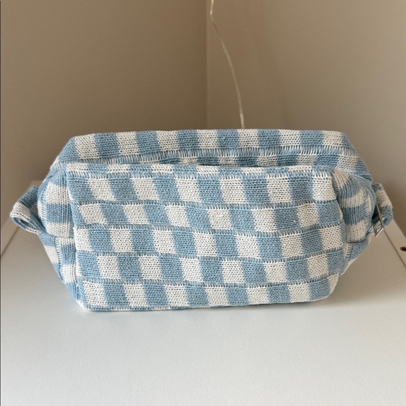 Handbags - Blue and White Checkered Bag